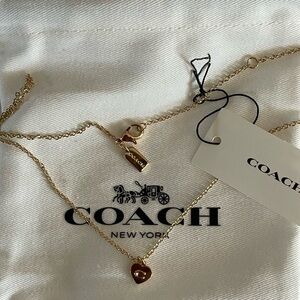 Coach Gold Heart Charm Necklace